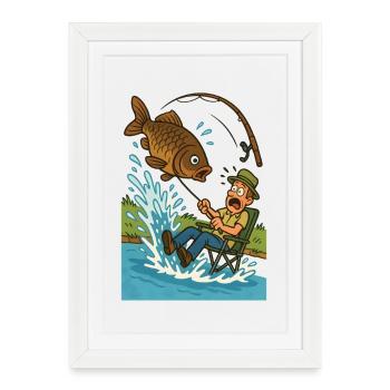 Capture surprenante lors de la pêche - Affiche encadrée (27 × 37 cm) - blanc - Devant