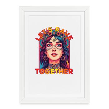 Lets Rave Together Kandi Goddess - Framed poster (27 × 37 cm) - white - Front