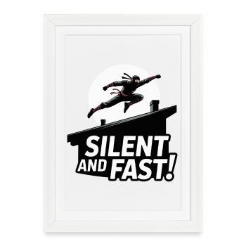 Silent Ninja Rooftop Jump - Framed poster (27 × 37 cm) - white - Front
