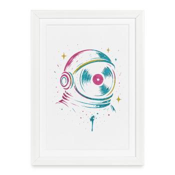 Space Vinyl Astronaut, son Cosmic DJ - Affiche encadrée (27 × 37 cm) - blanc - Devant