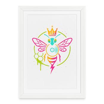 Neon Queen Bee, Electro Hive Beats - Framed poster (27 × 37 cm) - white - Front