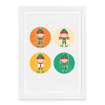 Noël Elfe de Noël Noël - Affiche encadrée (27 × 37 cm) - blanc - Devant