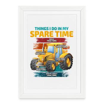 Traktor - Gerahmtes Poster (27 × 37 cm) - Weiß - Vorne
