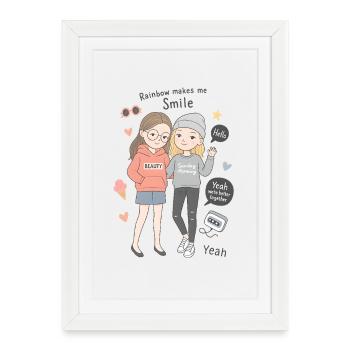 Stylish girlfriends illustration pastel look - Framed poster (27 × 37 cm) - white - Front