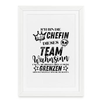 Leader of Team Madness – Sayings Design - Framed poster (27 × 37 cm) - white - Front