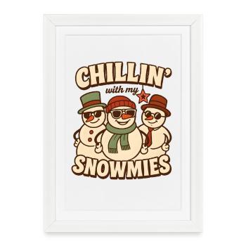 Chillin' with My Snowmies Retro Xmas Style - Framed poster (27 × 37 cm) - white - Front