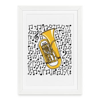 Euphonium Notes musicales Musicien de cuivres - Affiche encadrée (27 × 37 cm) - blanc - Devant