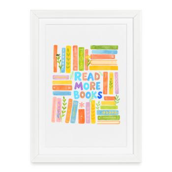 Read more books – Colourful book wall - Framed poster (27 × 37 cm) - white - Front