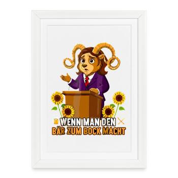 Faire d’un ours un tournesol un boucle satire de mots - Affiche encadrée (27 × 37 cm) - blanc - Devant