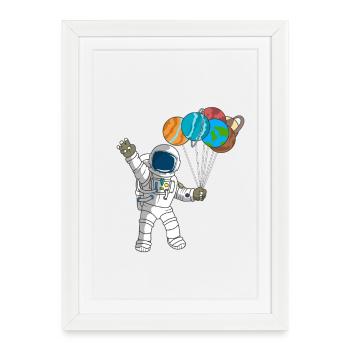 Astronaut Outer Space 3rd Birthday Planet Balloons - Framed poster (27 × 37 cm) - white - Front