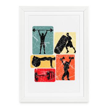 Power Blocks : silhouettes fitness - Affiche encadrée (27 × 37 cm) - blanc - Devant