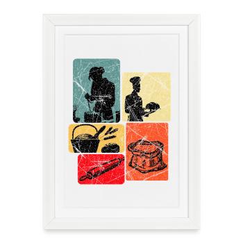 Cooking Studio Popart Collage - Framed poster (27 × 37 cm) - white - Front
