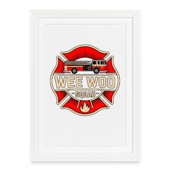 Divertissement en voiture de camion de pompiers de la Wee Woo Squad - Affiche encadrée (27 × 37 cm) - blanc - Devant