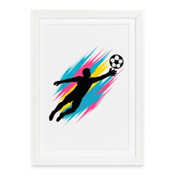 Vol de gardien néon, cadeau pour un fan de football, coloré - Affiche encadrée (27 × 37 cm) - blanc - Devant