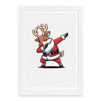 Tapping Noël Renne Dab Noël - Affiche encadrée (27 × 37 cm) - blanc - Devant