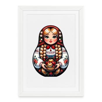 Matriochka en russe Matriochka Poupée Russe - Affiche encadrée (27 × 37 cm) - blanc - Devant