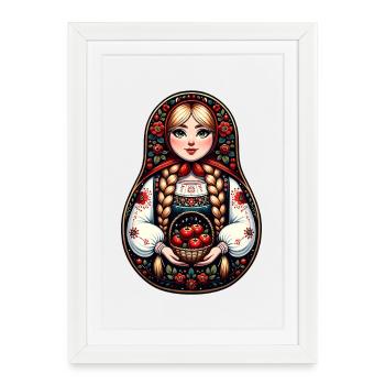 Matriochka en russe Matriochka Poupée Russe - Affiche encadrée (27 × 37 cm) - blanc - Devant