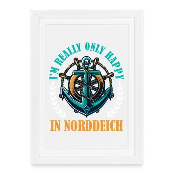 Mer du Nord JE NE SUIS VRAIMENT HEUREUX QUE DANS - Affiche encadrée (27 × 37 cm) - blanc - Devant