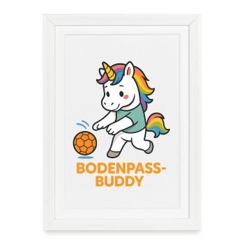 Unicorn Handball Ground Pass, Buddy Shirt - Framed poster (27 × 37 cm) - white - Front