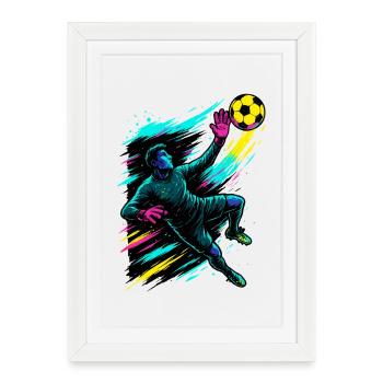 Neon Goalkeeper Art, Football Gift, Highlight - Framed poster (27 × 37 cm) - white - Front