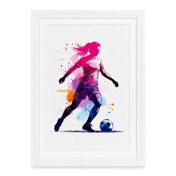 Football, Football, Football, Football, Femme haute en couleur - Affiche encadrée (27 × 37 cm) - blanc - Devant