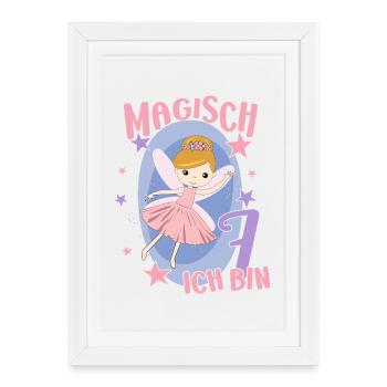 7th Birthday Fairy 7 Year Girl Birthday Motif - Framed poster (27 × 37 cm) - white - Front