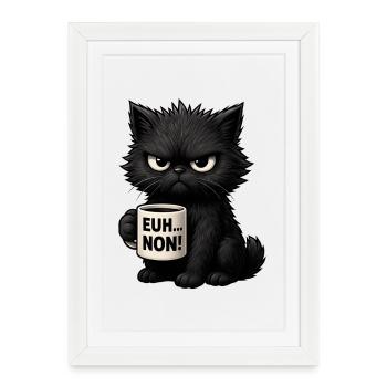 Chat Grognon Drôle Uh Nope Humour Introverti Noir - Framed poster (27 × 37 cm) - white - Front