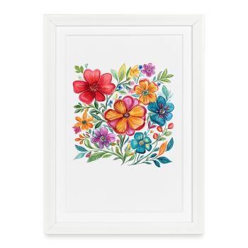 Couleurs de la fleur Explosion des couleurs - Affiche encadrée (27 × 37 cm) - blanc - Devant