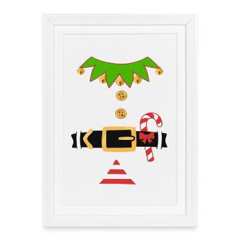 COSTUME D’ELFE DE NOËL costume de gnome Fête de Noël - Affiche encadrée (27 × 37 cm) - blanc - Devant