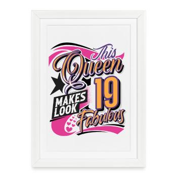 19th Birthday Queen Women - Framed poster (27 × 37 cm) - white - Front