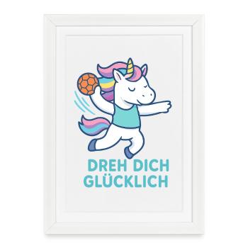 Unicorn Handball Spin Yourself Happy, Trick Throw - Framed poster (27 × 37 cm) - white - Front