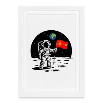 Astronaute Normand Fierté Normandie Humour Spatial - Affiche encadrée (27 × 37 cm) - blanc - Devant