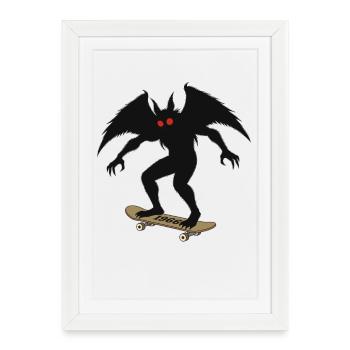 Mothman 1966 Skateboarding - Framed poster (27 × 37 cm) - white - Front