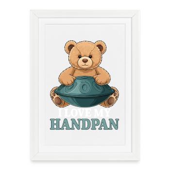 Ours en peluche Handpan - Affiche encadrée (27 × 37 cm) - blanc - Devant