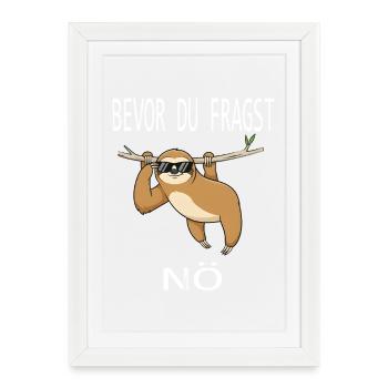 Before You Ask Nope Sloth Saying Gift Humor - Framed poster (27 × 37 cm) - white - Front