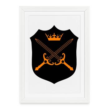 Cross Swords Crown Emblem - Framed poster (27 × 37 cm) - white - Front