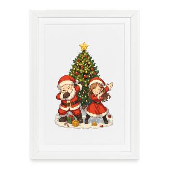 Christmas Dab, Santa Squad, Fun Xmas - Affiche encadrée (27 × 37 cm) - blanc - Devant