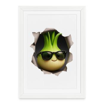 Oignons verts - Affiche encadrée (27 × 37 cm) - blanc - Devant
