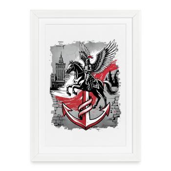 T-shirt d’art de rue Hussar Warsaw PW. - Affiche encadrée (27 × 37 cm) - blanc - Devant