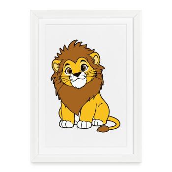 Little Lion of the Savannah – Illustration Lion Cub - Framed poster (27 × 37 cm) - white - Front