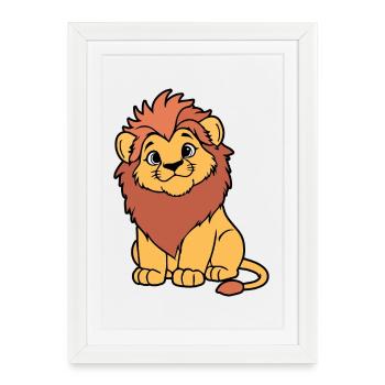 Warm cartoon lion cub - Framed poster (27 × 37 cm) - white - Front