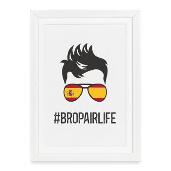 Bropair Espagne Voyage à l’étranger Année Bro-Pair Aupair - Affiche encadrée (27 × 37 cm) - blanc - Devant