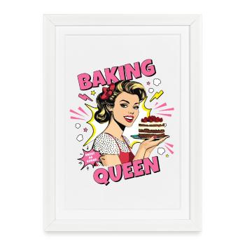 Cuisson Gâteau Cuisson Reine Cuisson Fée Boulanger Pop Art - Affiche encadrée (27 × 37 cm) - blanc - Devant