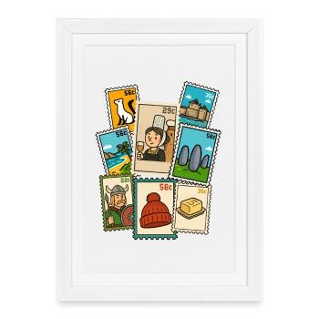 Breton Stamps Brittany Pride BZH History - Framed poster (27 × 37 cm) - white - Front