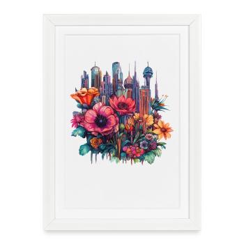 Magie néon de Blossom City - Affiche encadrée (27 × 37 cm) - blanc - Devant