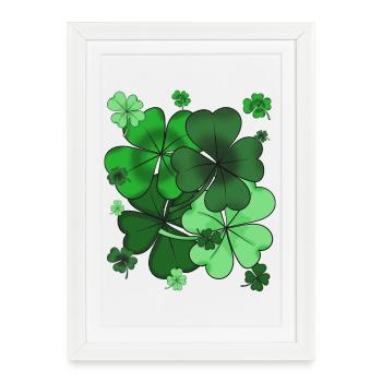 Green Shamrock Pattern - Framed poster (27 × 37 cm) - white - Front