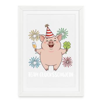 Team Lucky Pig - Framed poster (27 × 37 cm) - white - Front