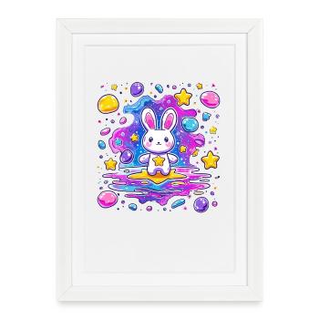 Galactic rabbit in the sea of stars - Framed poster (27 × 37 cm) - white - Front