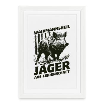 Waidmannsheil - Chasseurs passionnés - Affiche encadrée (27 × 37 cm) - blanc - Devant