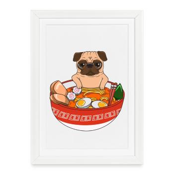 Pug Ramen Japanese Zen Chillin Dog Funny Pet Lover - Framed poster (27 × 37 cm) - white - Front